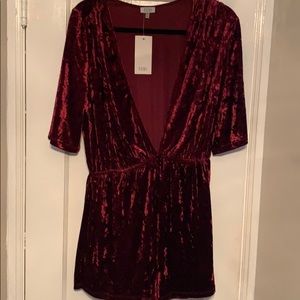 New with tags maroon velvet romper